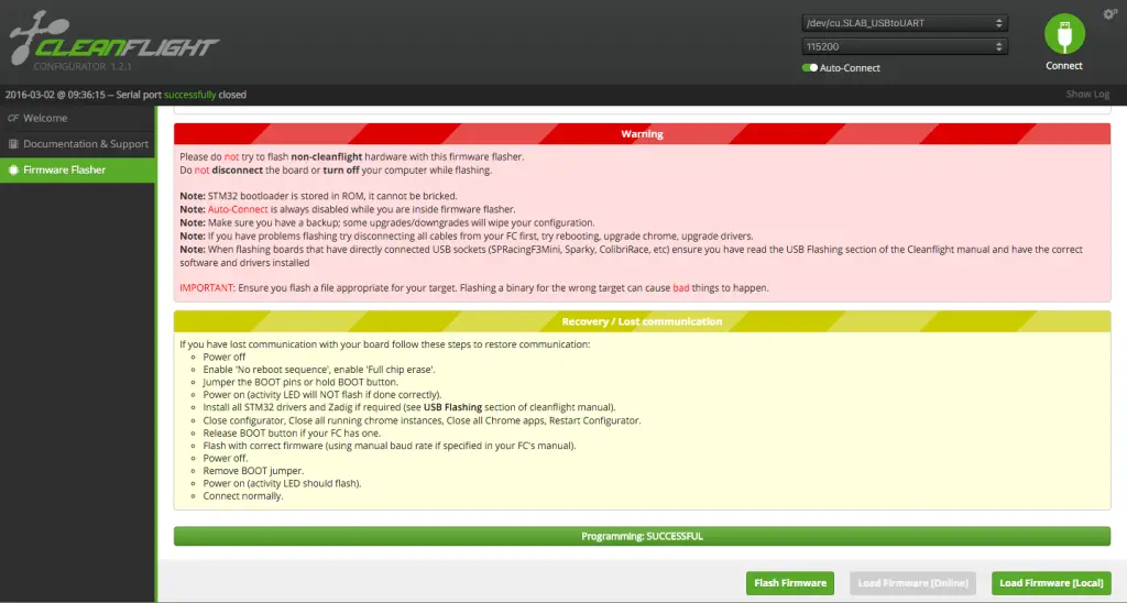 what cleanflight firmware for turnigy micro x